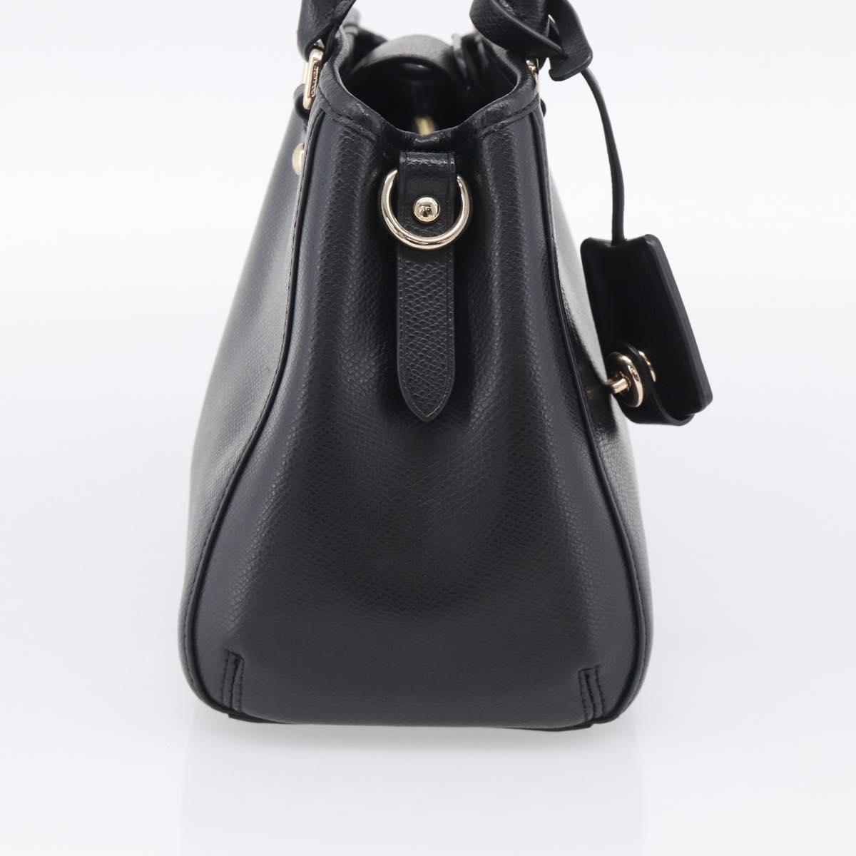 Coach Hand Bag Leather Black Gold Auth 214729A