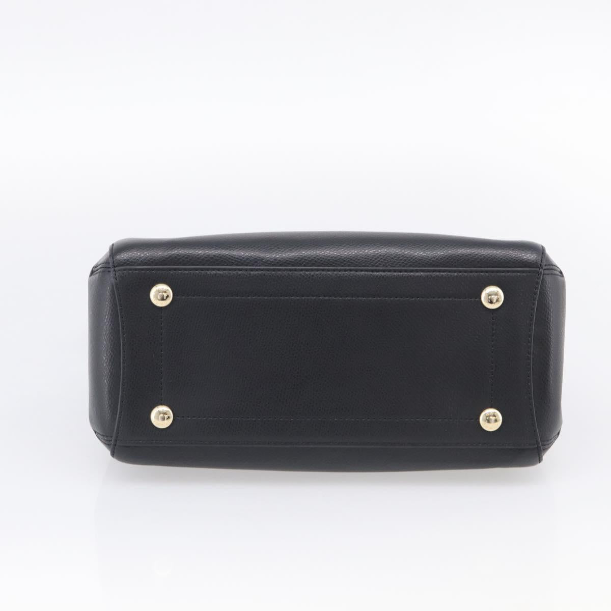 Coach Hand Bag Leather Black Gold Auth 214729A