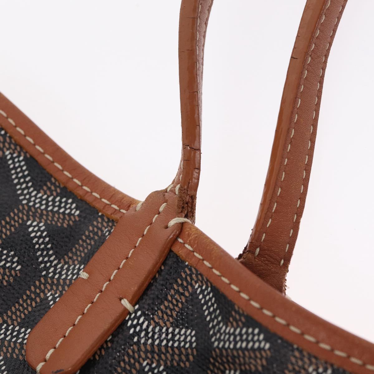 Goyard Herringbone Saint Louis PM Tote Bag PVC Black Silver Auth 214743