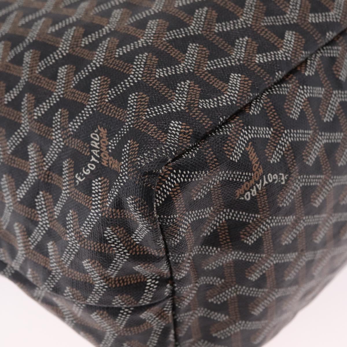 Goyard Herringbone Saint Louis PM Tote Bag PVC Black Silver Auth 214743