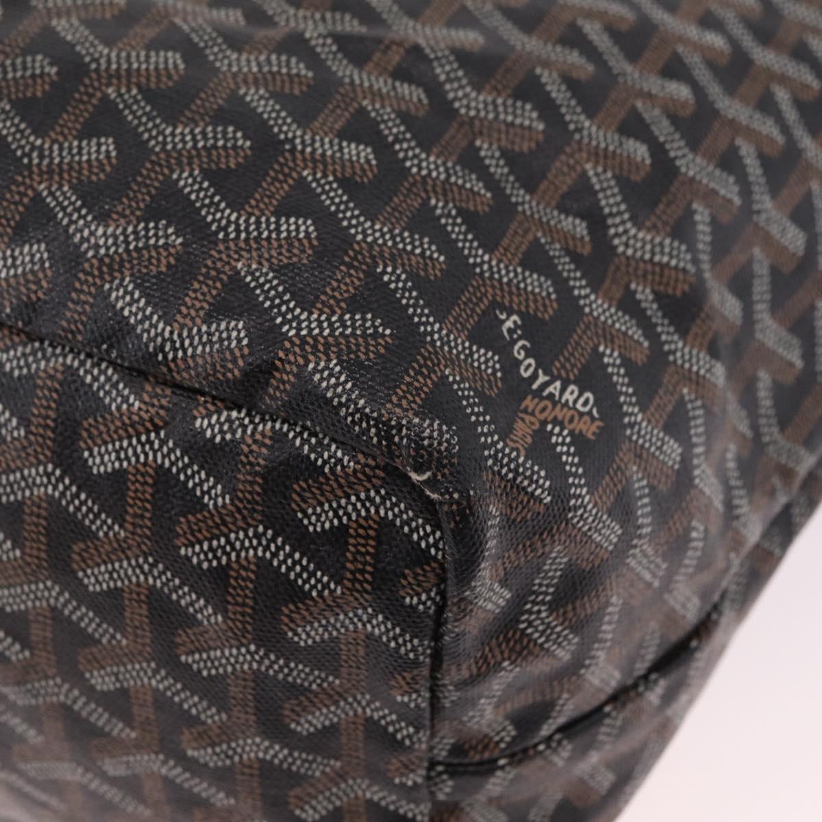Goyard Herringbone Saint Louis PM Tote Bag PVC Black Silver Auth 214743