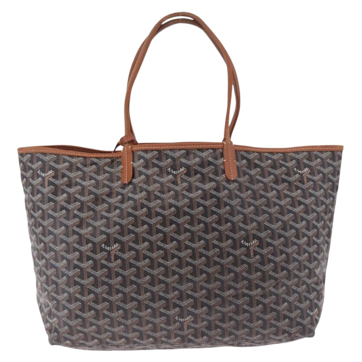 Goyard Herringbone Saint Louis PM Tote Bag PVC Black Silver Auth 214743