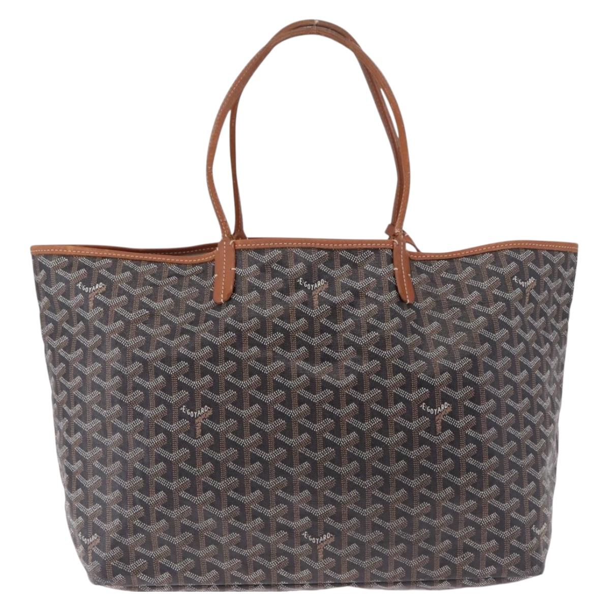 Goyard Herringbone Saint Louis PM Tote Bag PVC Black Silver Auth 214743