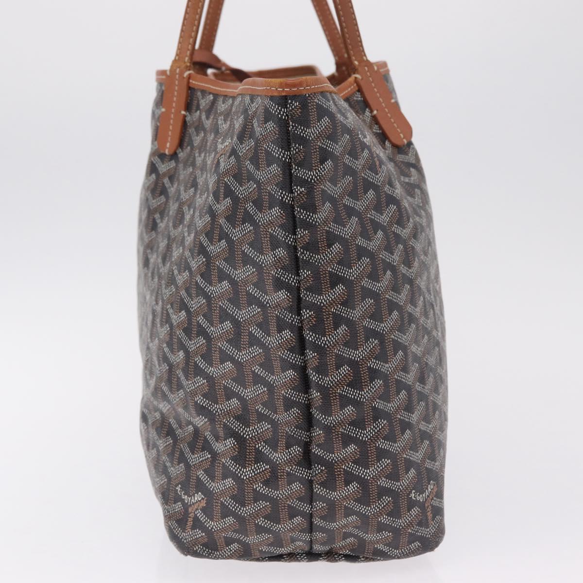 Goyard Herringbone Saint Louis PM Tote Bag PVC Black Silver Auth 214743