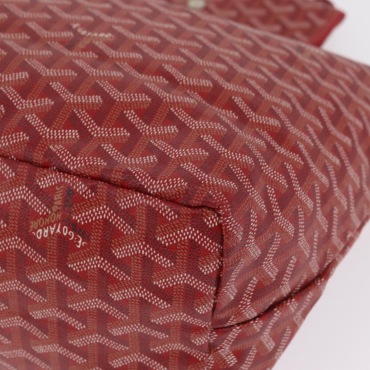 Goyard Herringbone Saint Louis PM Tote Bag PVC Red Silver Auth 214744M