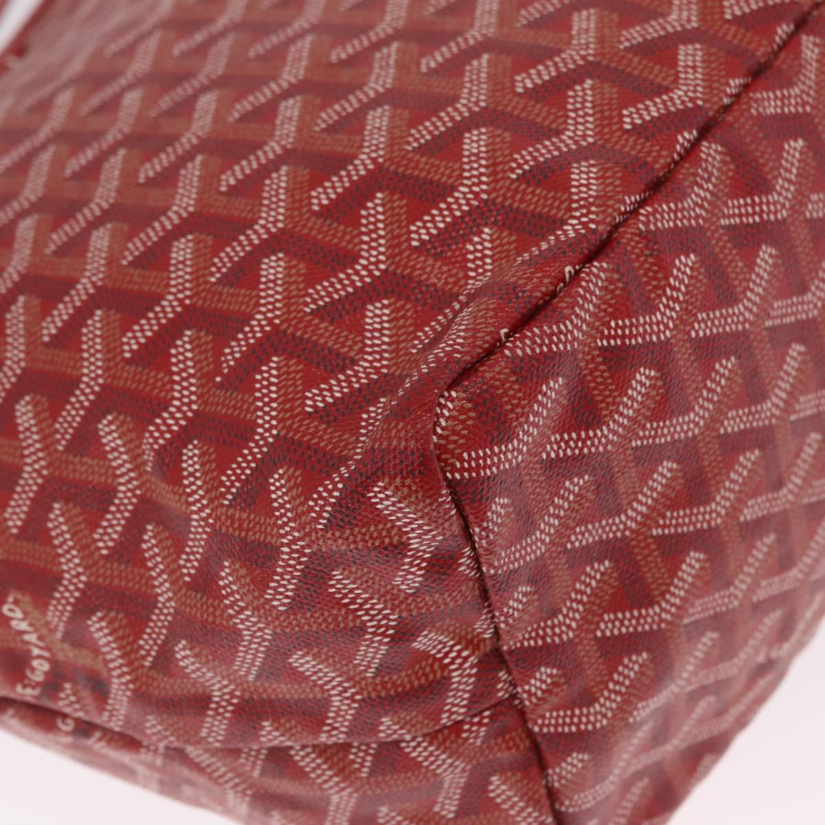 Goyard Herringbone Saint Louis PM Tote Bag PVC Red Silver Auth 214744M