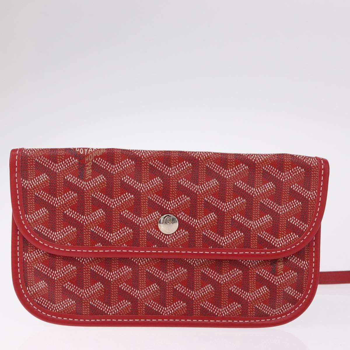 Goyard Herringbone Saint Louis PM Tote Bag PVC Red Silver Auth 214744M
