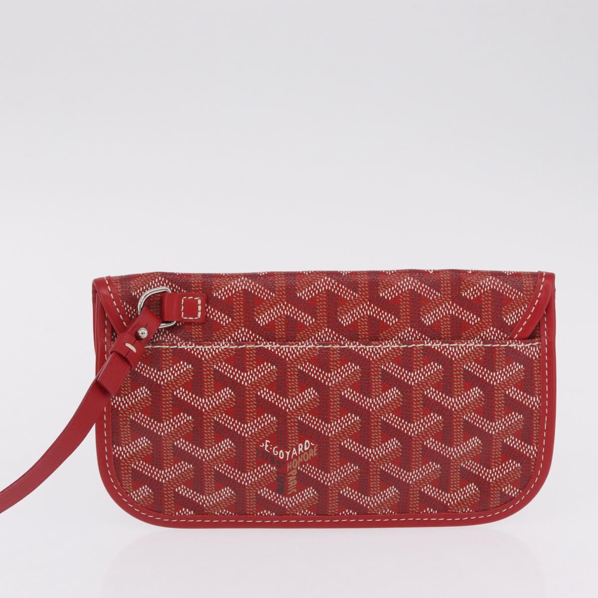 Goyard Herringbone Saint Louis PM Tote Bag PVC Red Silver Auth 214744M