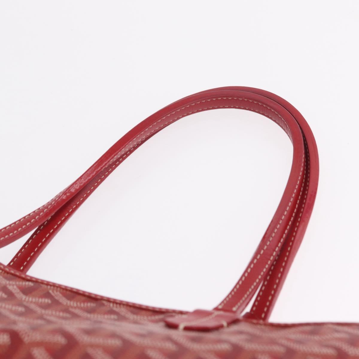 Goyard Herringbone Saint Louis PM Tote Bag PVC Red Silver Auth 214744M