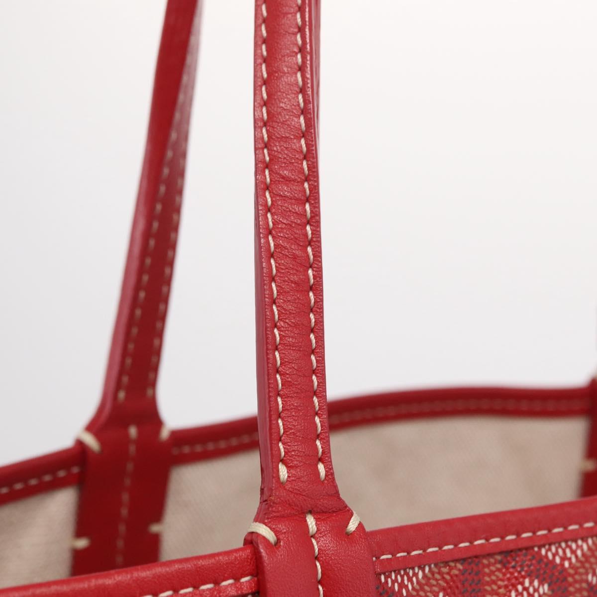 Goyard Herringbone Saint Louis PM Tote Bag PVC Red Silver Auth 214744M