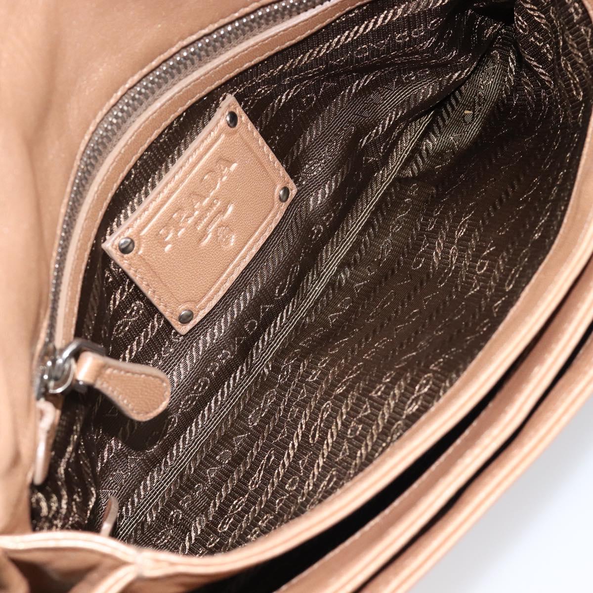PRADA Chain Shoulder Bag Leather Gold Silver Auth 214757V