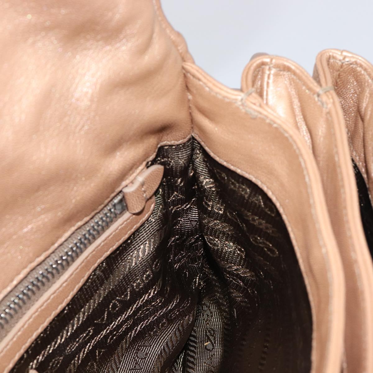 PRADA Chain Shoulder Bag Leather Gold Silver Auth 214757V