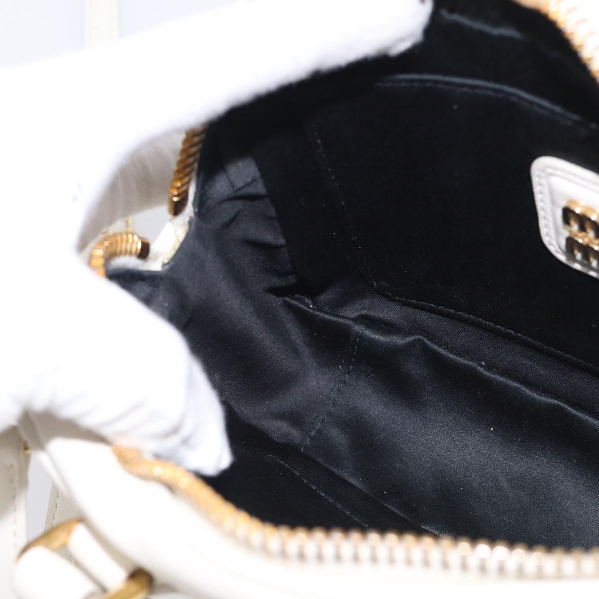 Miu Miu Matelasse Arkadi Hand Bag Leather 2way White Gold Auth 214802M
