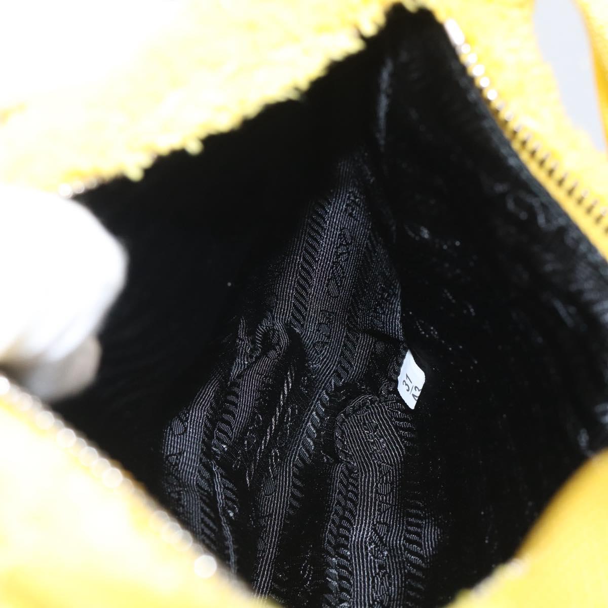 PRADA Accessory Pouch Pile Yellow Silver Auth 214848V