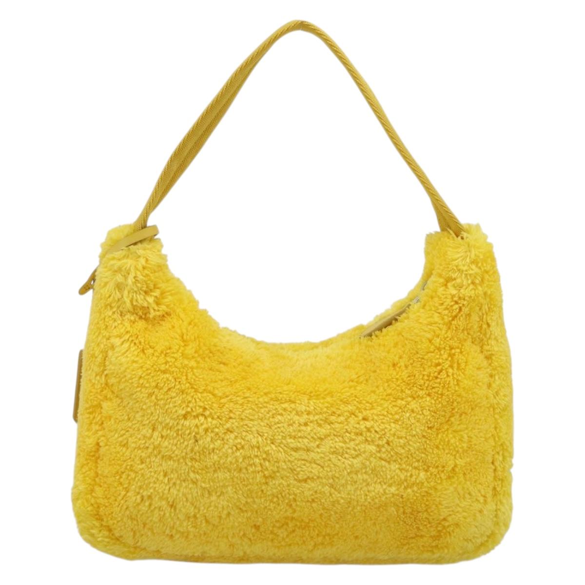 PRADA Accessory Pouch Pile Yellow Silver Auth 214848V