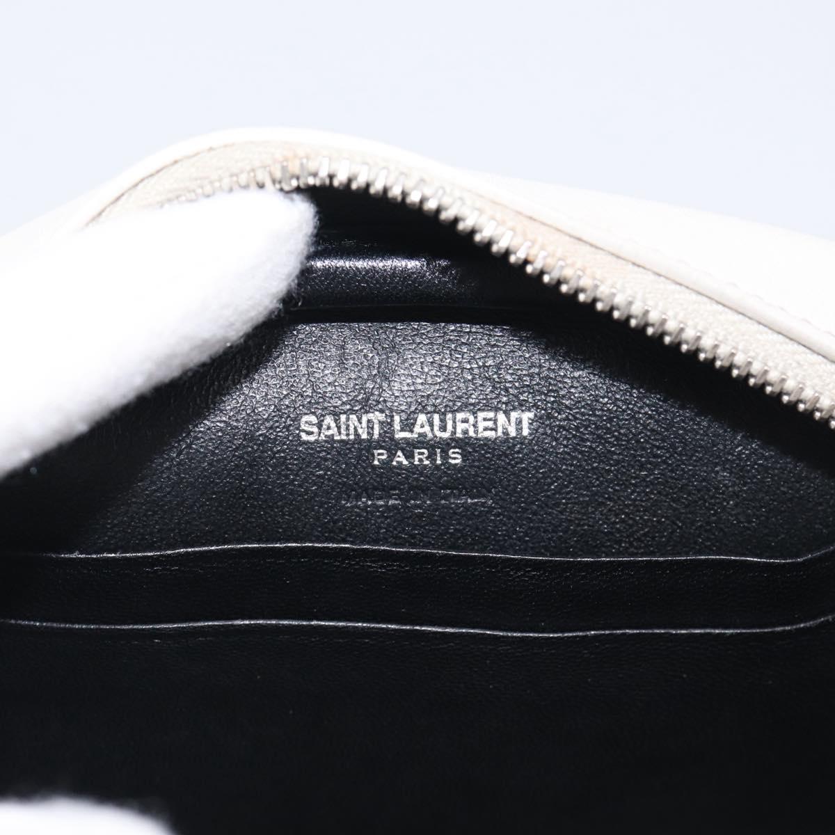 Saint Laurent Blogger Shoulder Bag Leather Ivory Silver Auth 214899V