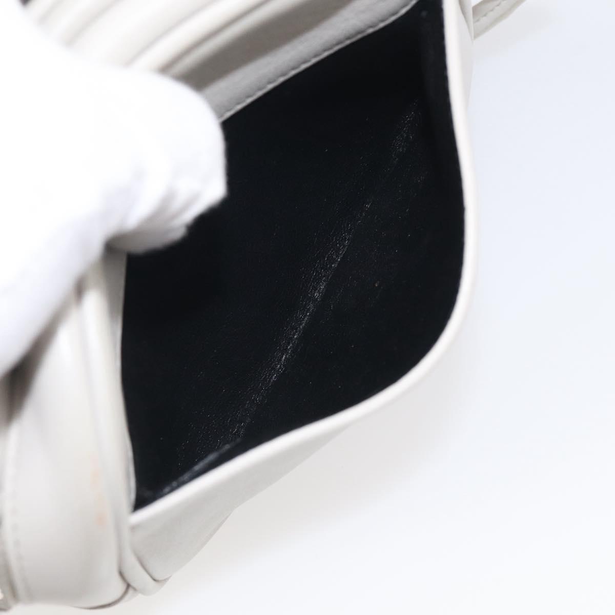 Saint Laurent Blogger Shoulder Bag Leather Ivory Silver Auth 214899V