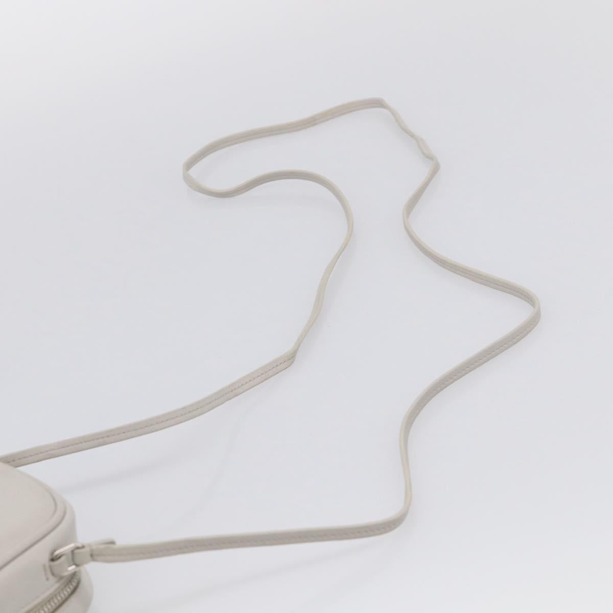 Saint Laurent Blogger Shoulder Bag Leather Ivory Silver Auth 214899V