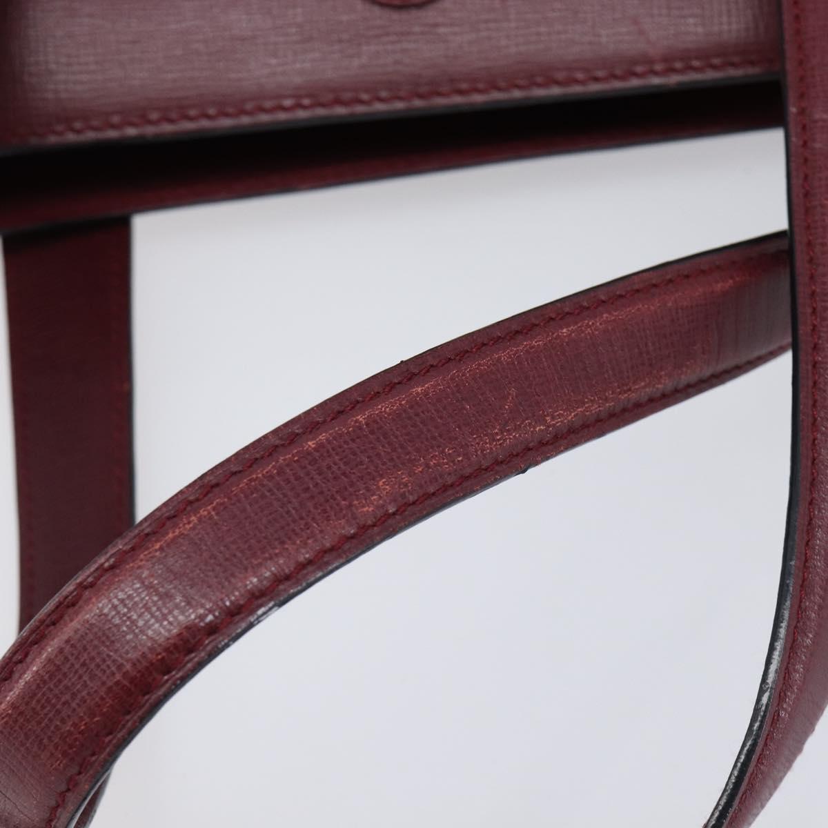 Cartier Must Line Tote Bag Leather Bordeaux Gold Auth 214910A
