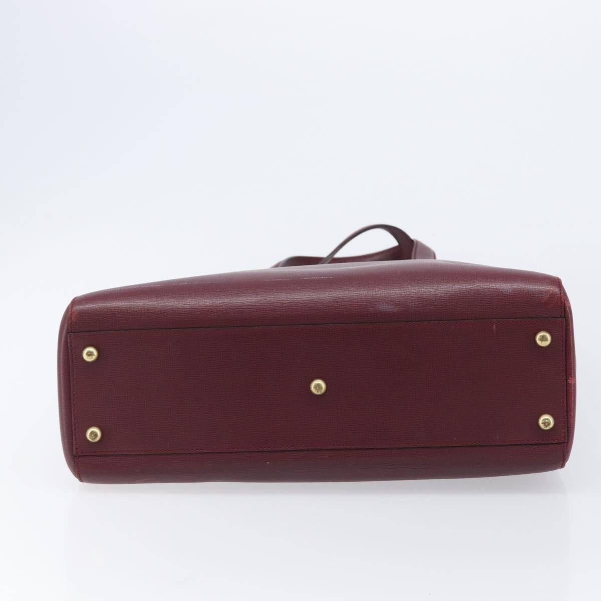 Cartier Must Line Tote Bag Leather Bordeaux Gold Auth 214910A
