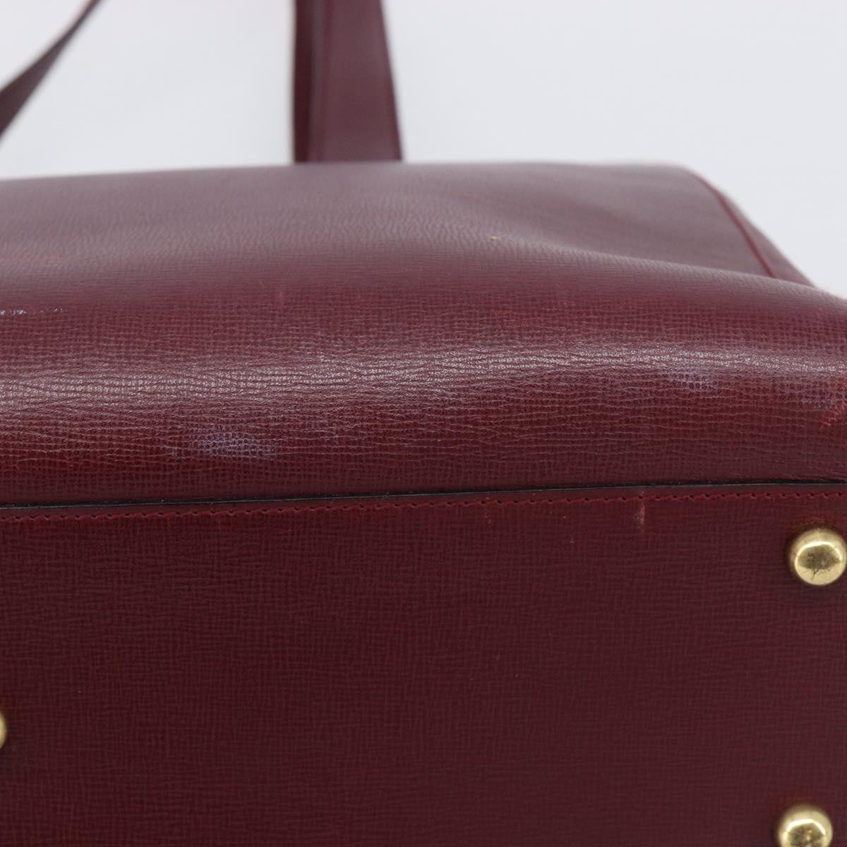 Cartier Must Line Tote Bag Leather Bordeaux Gold Auth 214910A