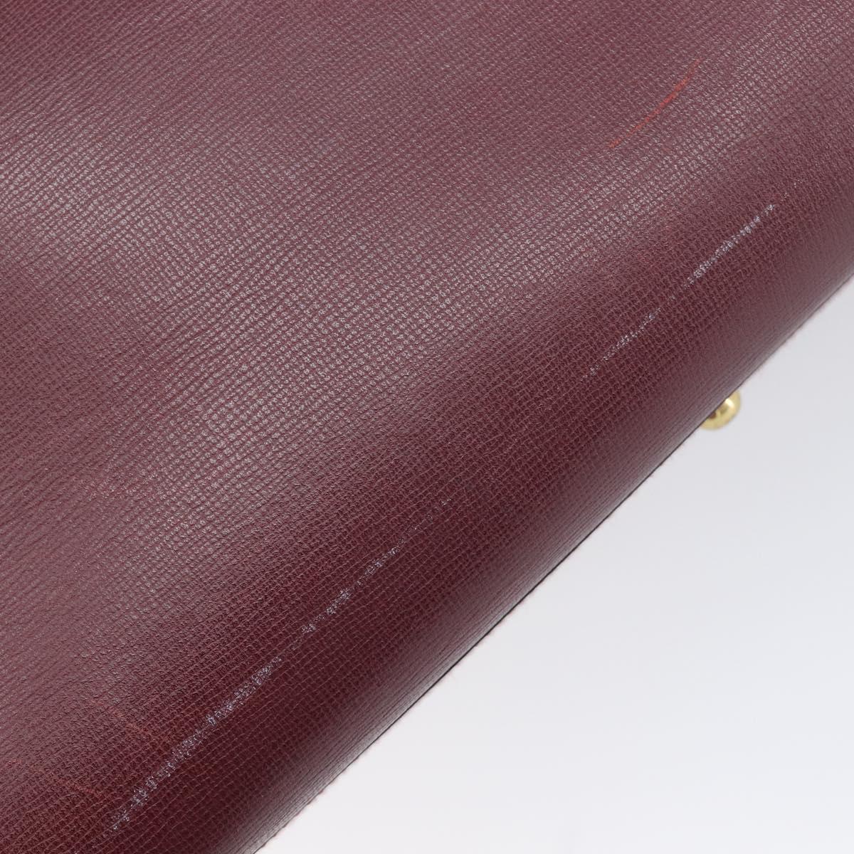 Cartier Must Line Tote Bag Leather Bordeaux Gold Auth 214910A