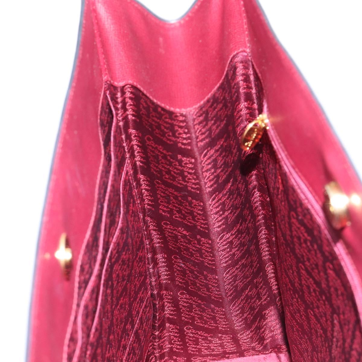 Cartier Must Line Tote Bag Leather Bordeaux Gold Auth 214910A