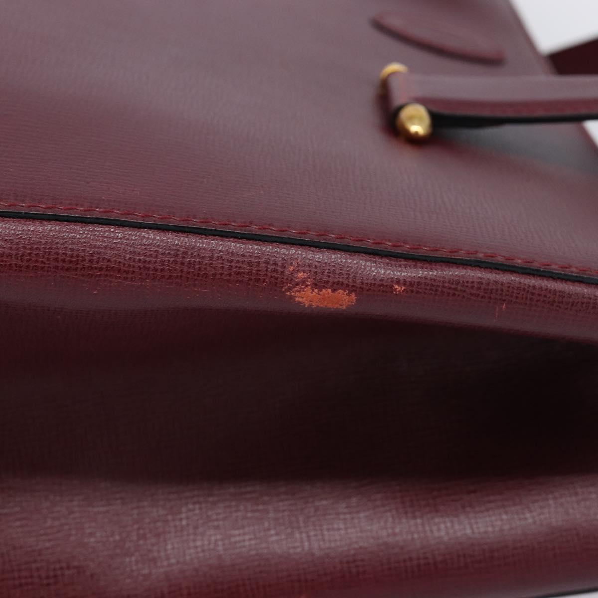 Cartier Must Line Tote Bag Leather Bordeaux Gold Auth 214910A