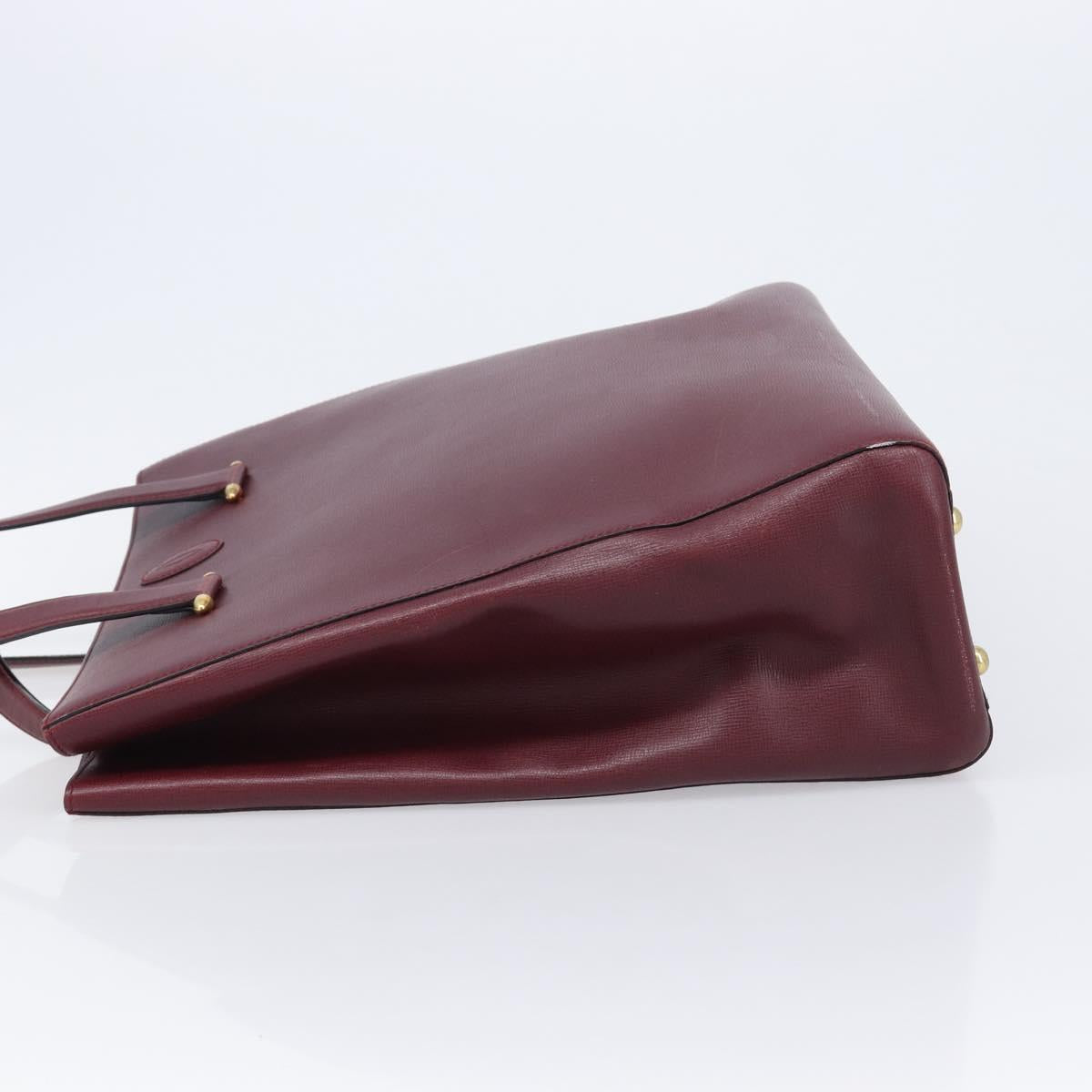Cartier Must Line Tote Bag Leather Bordeaux Gold Auth 214910A