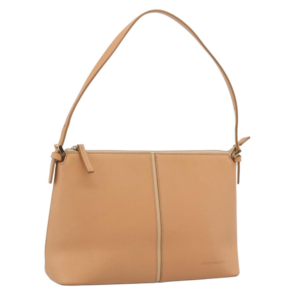 BURBERRY Shoulder Bag Leather Beige Gold Auth 214911A