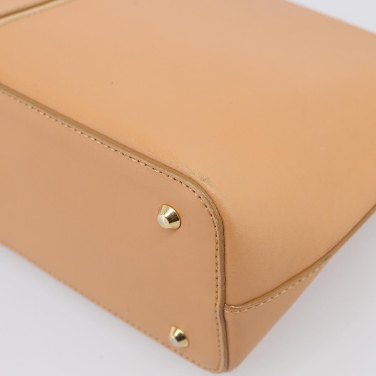 BURBERRY Shoulder Bag Leather Beige Gold Auth 214911A