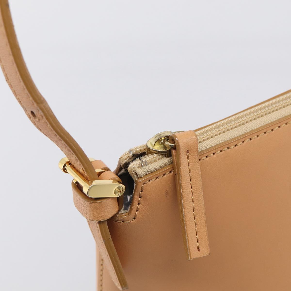 BURBERRY Shoulder Bag Leather Beige Gold Auth 214911A