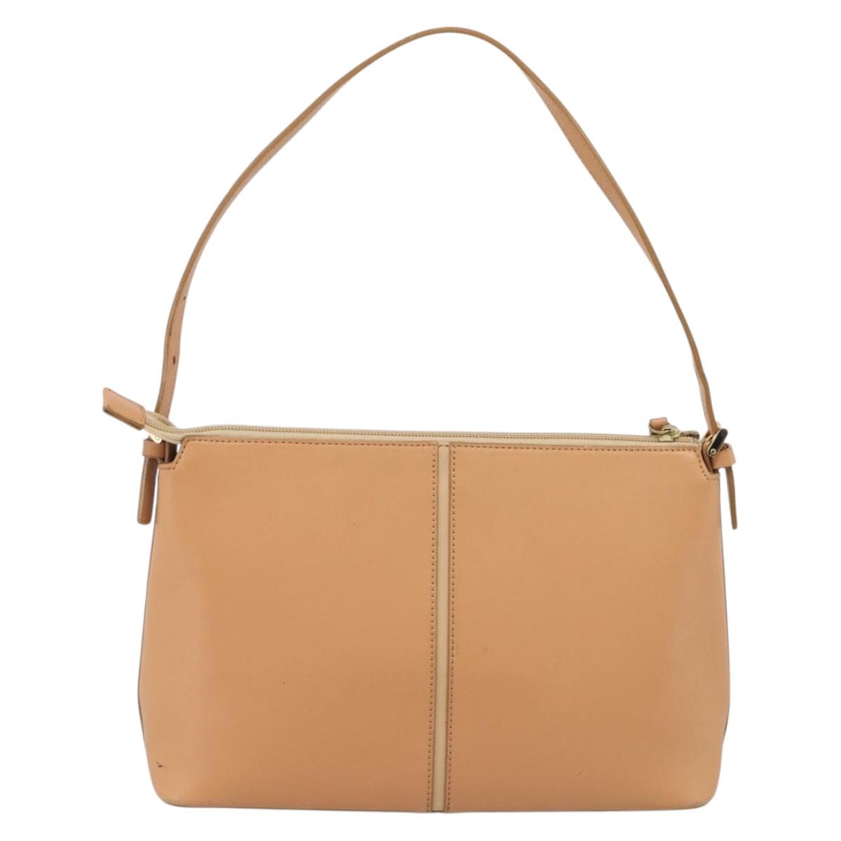 BURBERRY Shoulder Bag Leather Beige Gold Auth 214911A