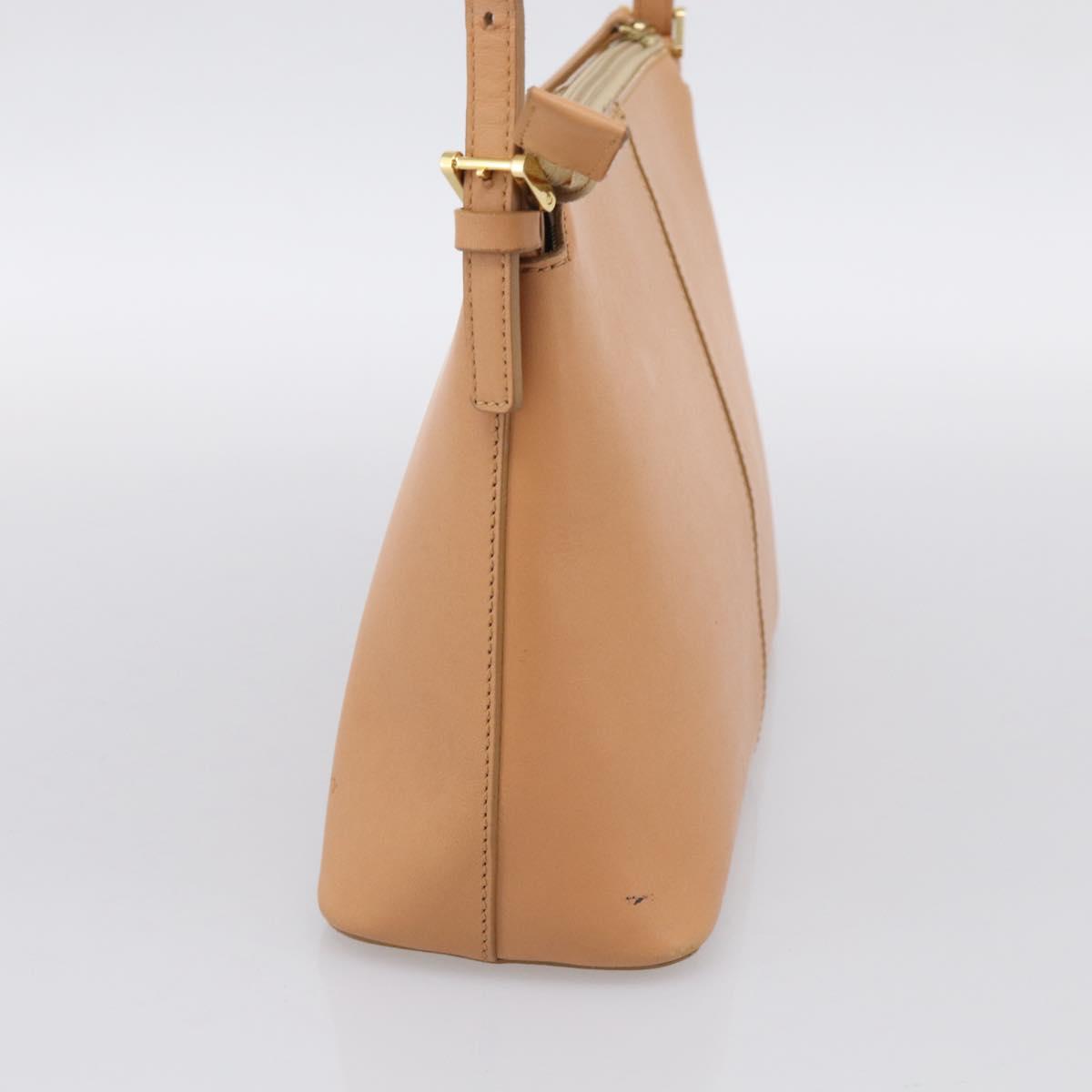 BURBERRY Shoulder Bag Leather Beige Gold Auth 214911A