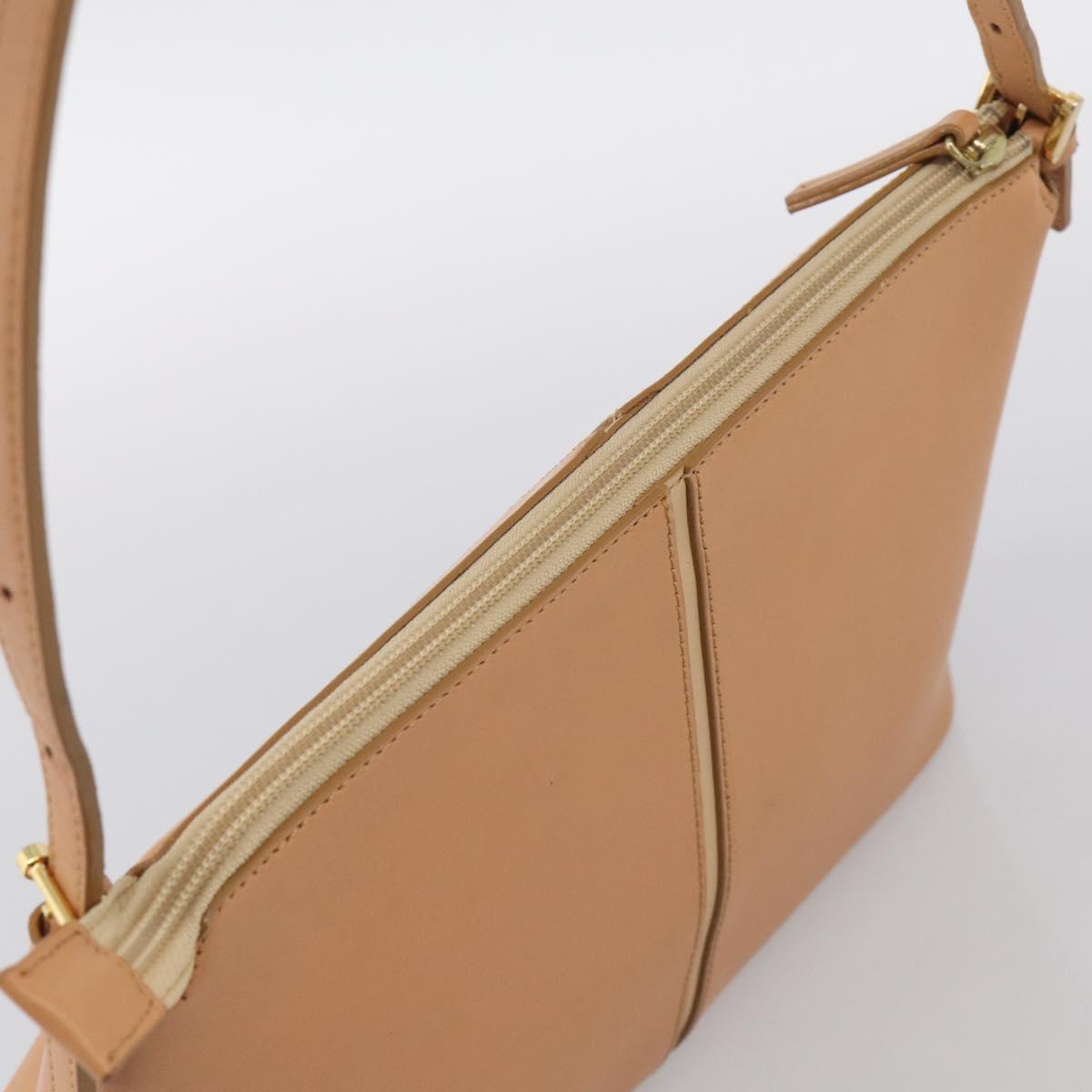 BURBERRY Shoulder Bag Leather Beige Gold Auth 214911A