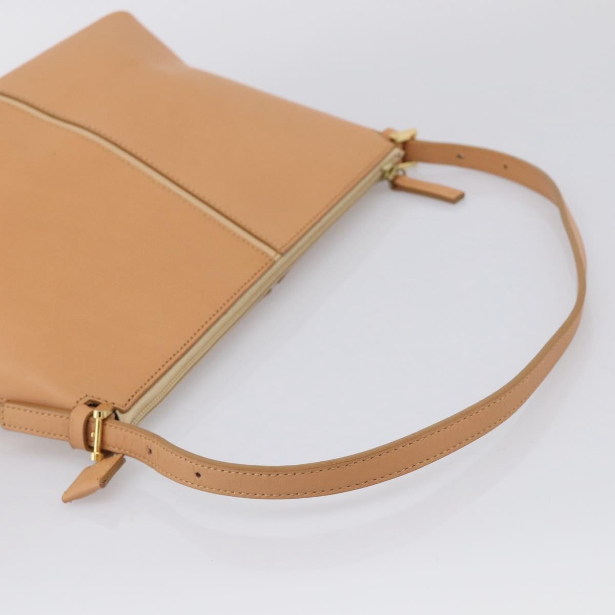 BURBERRY Shoulder Bag Leather Beige Gold Auth 214911A