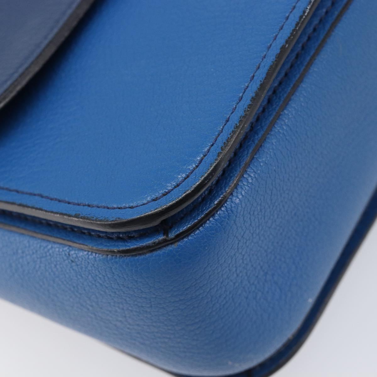 Miu Miu Madras Hand Bag Leather 2way Blue Gold Auth 214912A