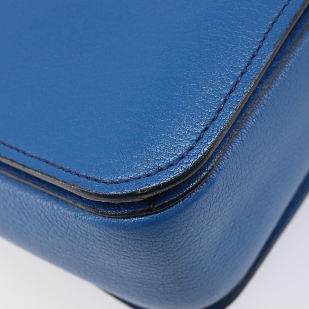 Miu Miu Madras Hand Bag Leather 2way Blue Gold Auth 214912A