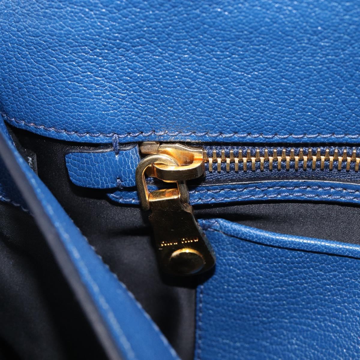 Miu Miu Madras Hand Bag Leather 2way Blue Gold Auth 214912A