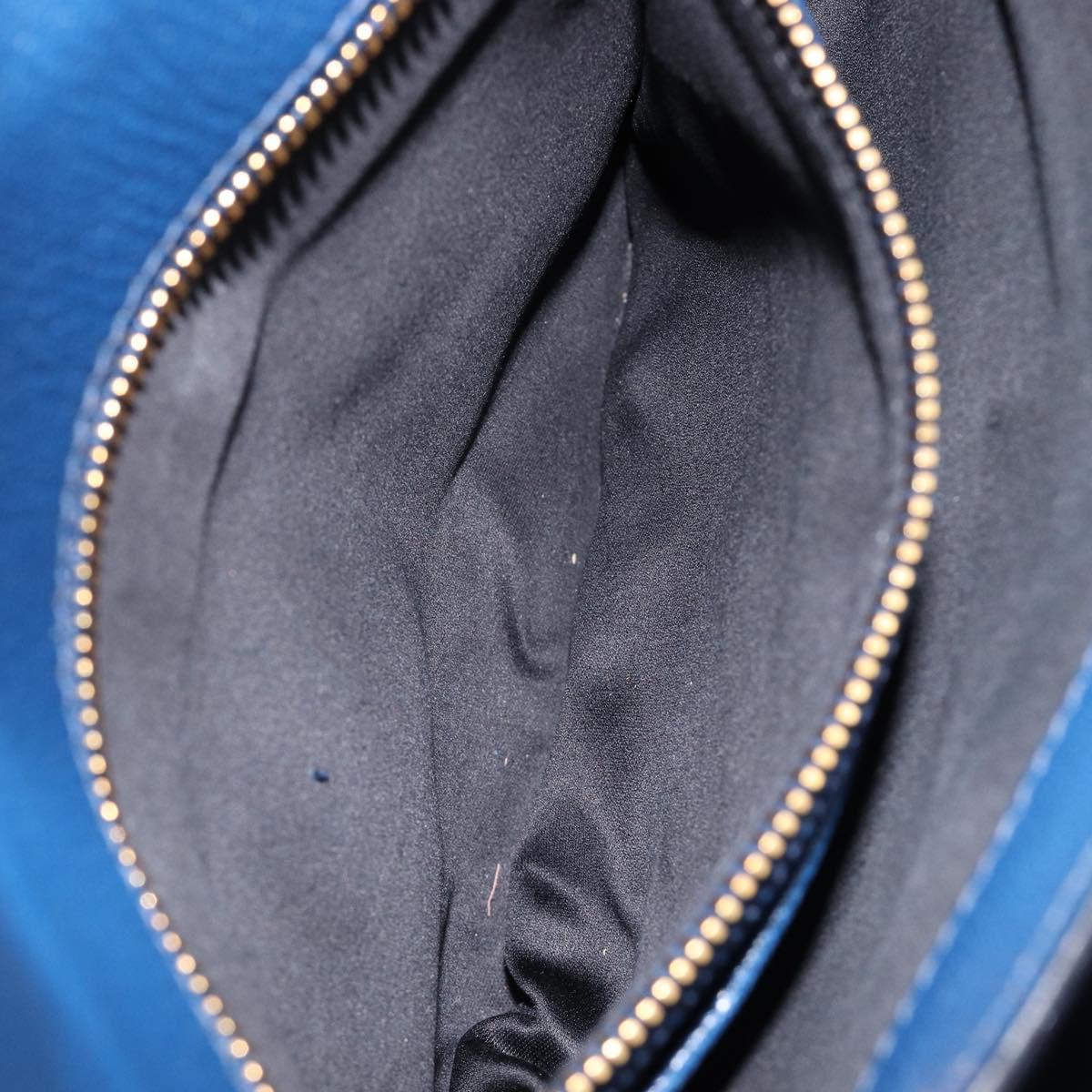 Miu Miu Madras Hand Bag Leather 2way Blue Gold Auth 214912A