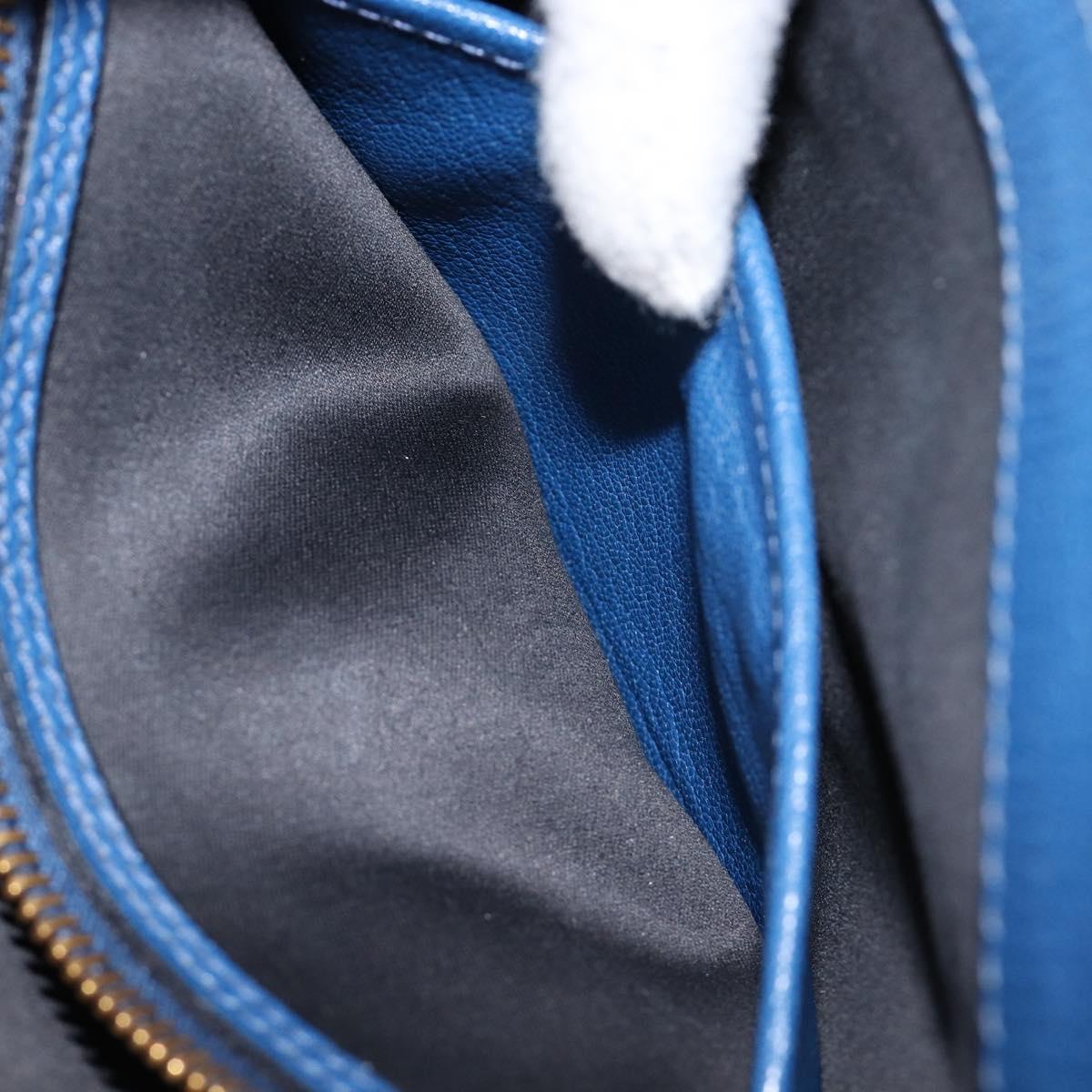 Miu Miu Madras Hand Bag Leather 2way Blue Gold Auth 214912A