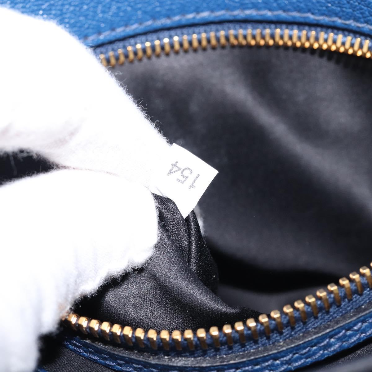 Miu Miu Madras Hand Bag Leather 2way Blue Gold Auth 214912A