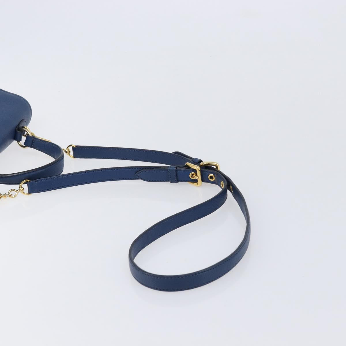 Miu Miu Madras Hand Bag Leather 2way Blue Gold Auth 214912A