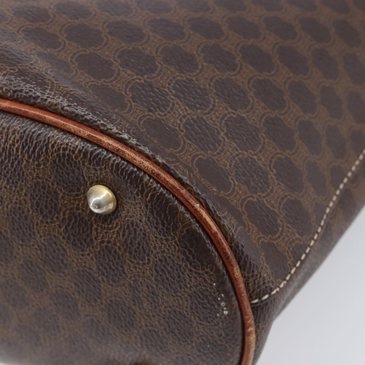 CELINE Macadam Canvas Tote Bag PVC Leather Brown Gold Auth 214916