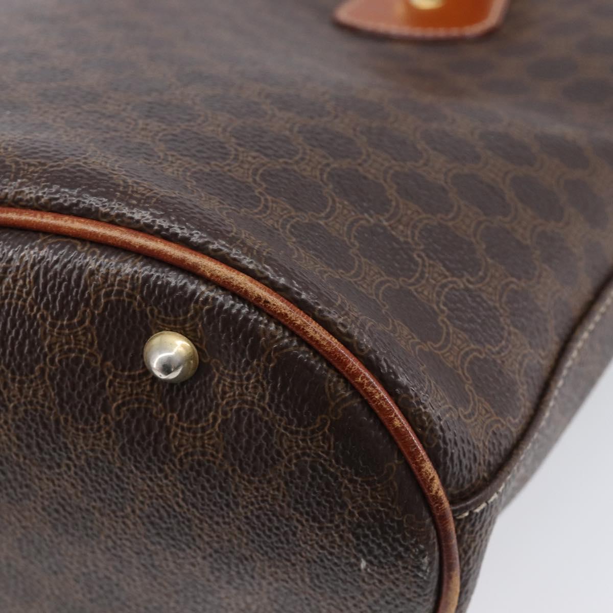 CELINE Macadam Canvas Tote Bag PVC Leather Brown Gold Auth 214916