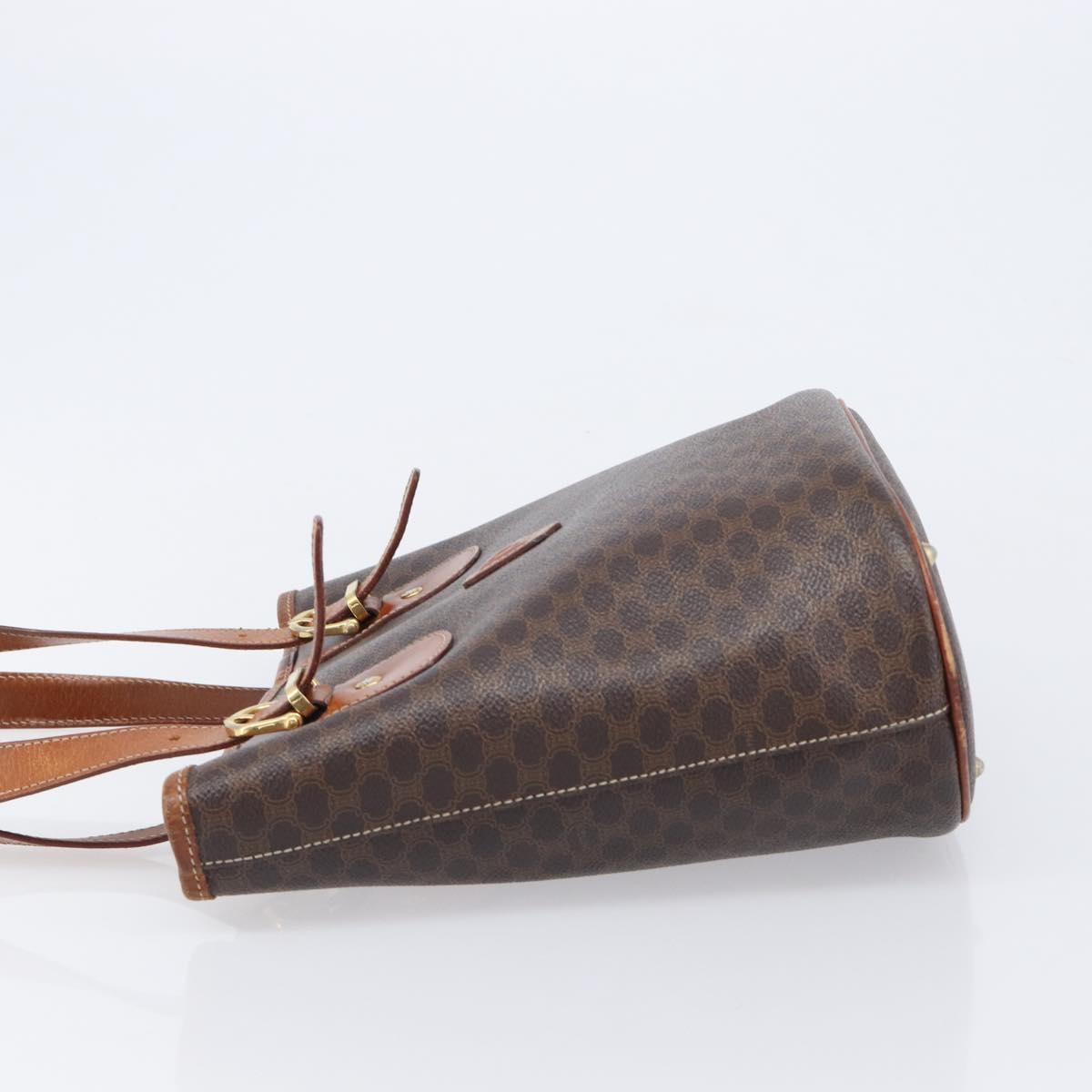 CELINE Macadam Canvas Tote Bag PVC Leather Brown Gold Auth 214916
