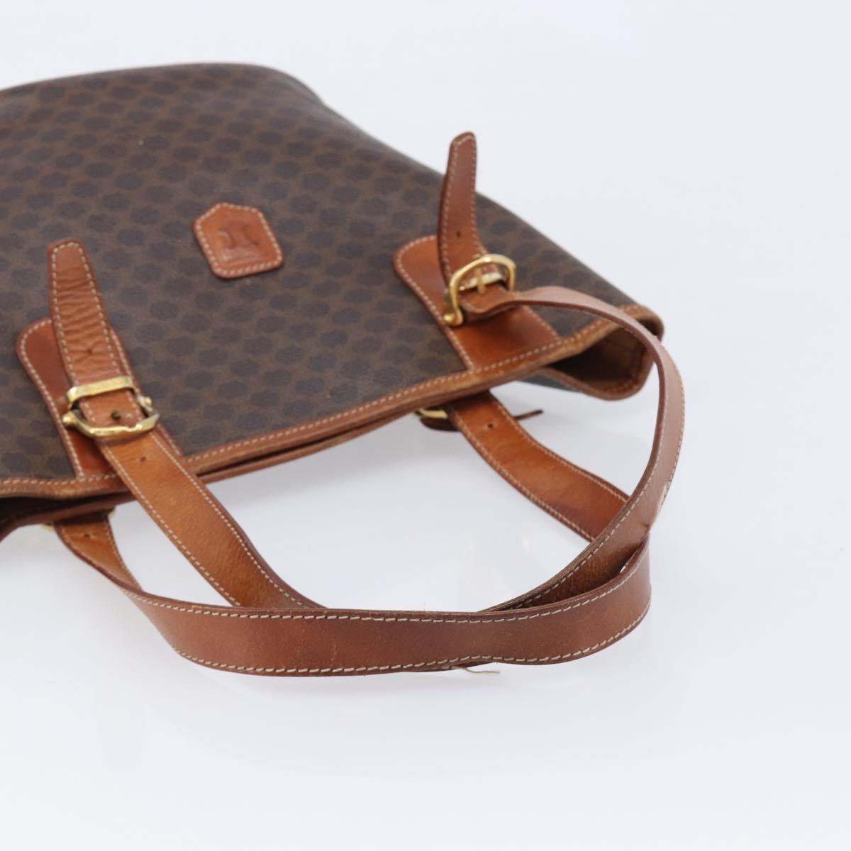 CELINE Macadam Canvas Tote Bag PVC Leather Brown Gold Auth 214916