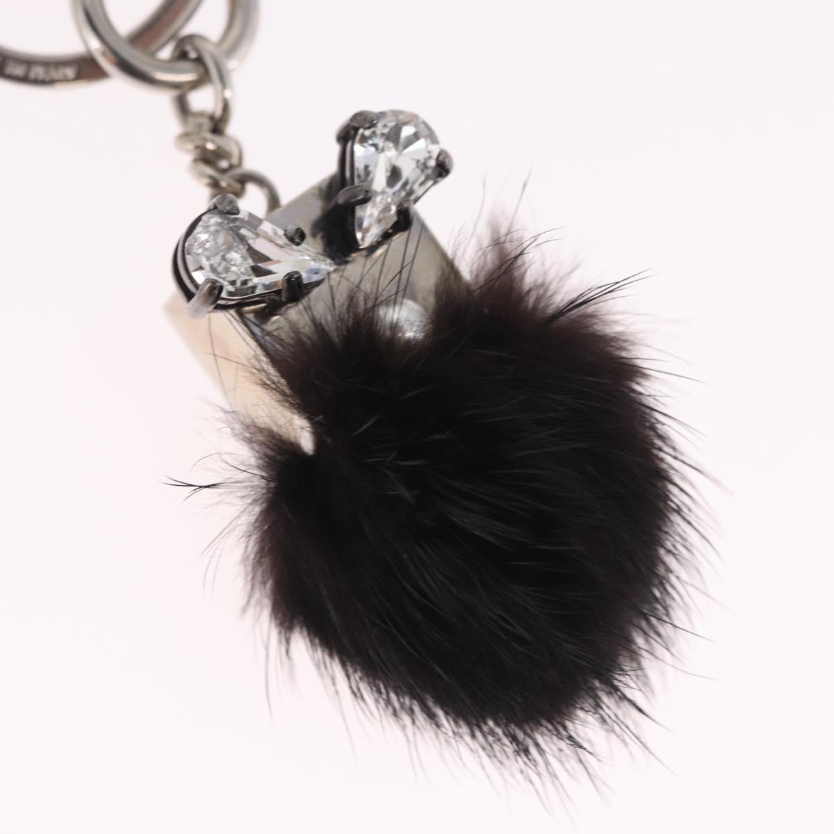 FENDI Key Holder metal Black Silver Auth 214917M