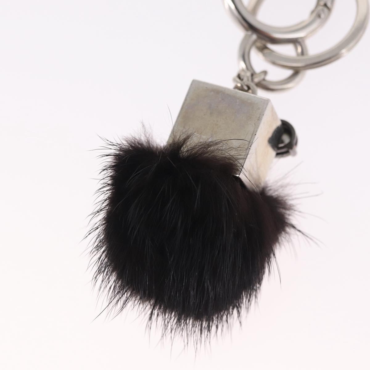 FENDI Key Holder metal Black Silver Auth 214917M