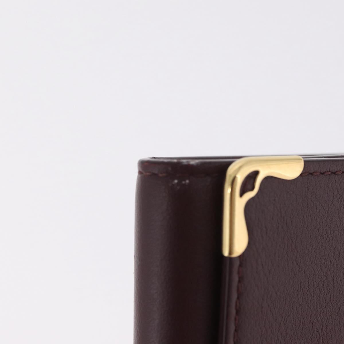 Cartier Must Line Key Case Leather Bordeaux Gold Auth 214918V